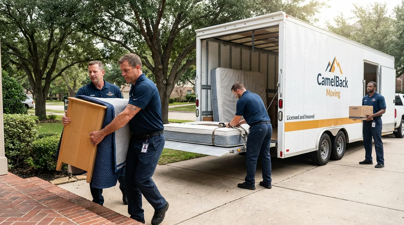 Crew loading residential truck for cross-state move from Passaic, NJ