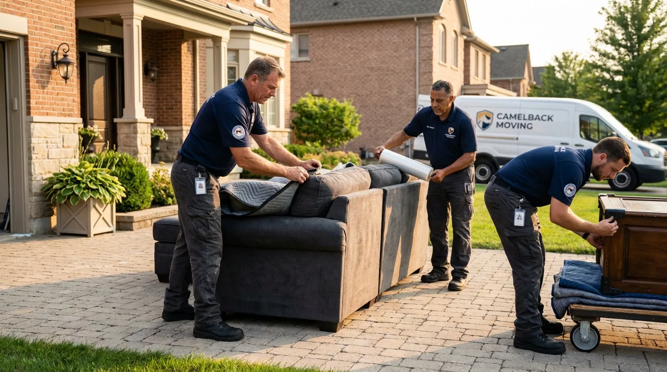 Large estate moving crew wrapping furniture in Passaic, NJ